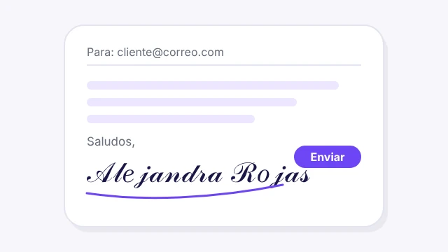 Firma en letra cursiva al final de un correo electrónico